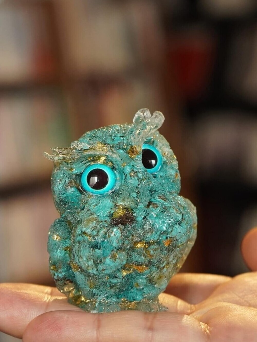 Turquoise Blue Owl Figurine Plush for Small Pets
